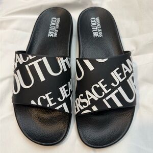 Versace Jeans Couture Black and White Slides
